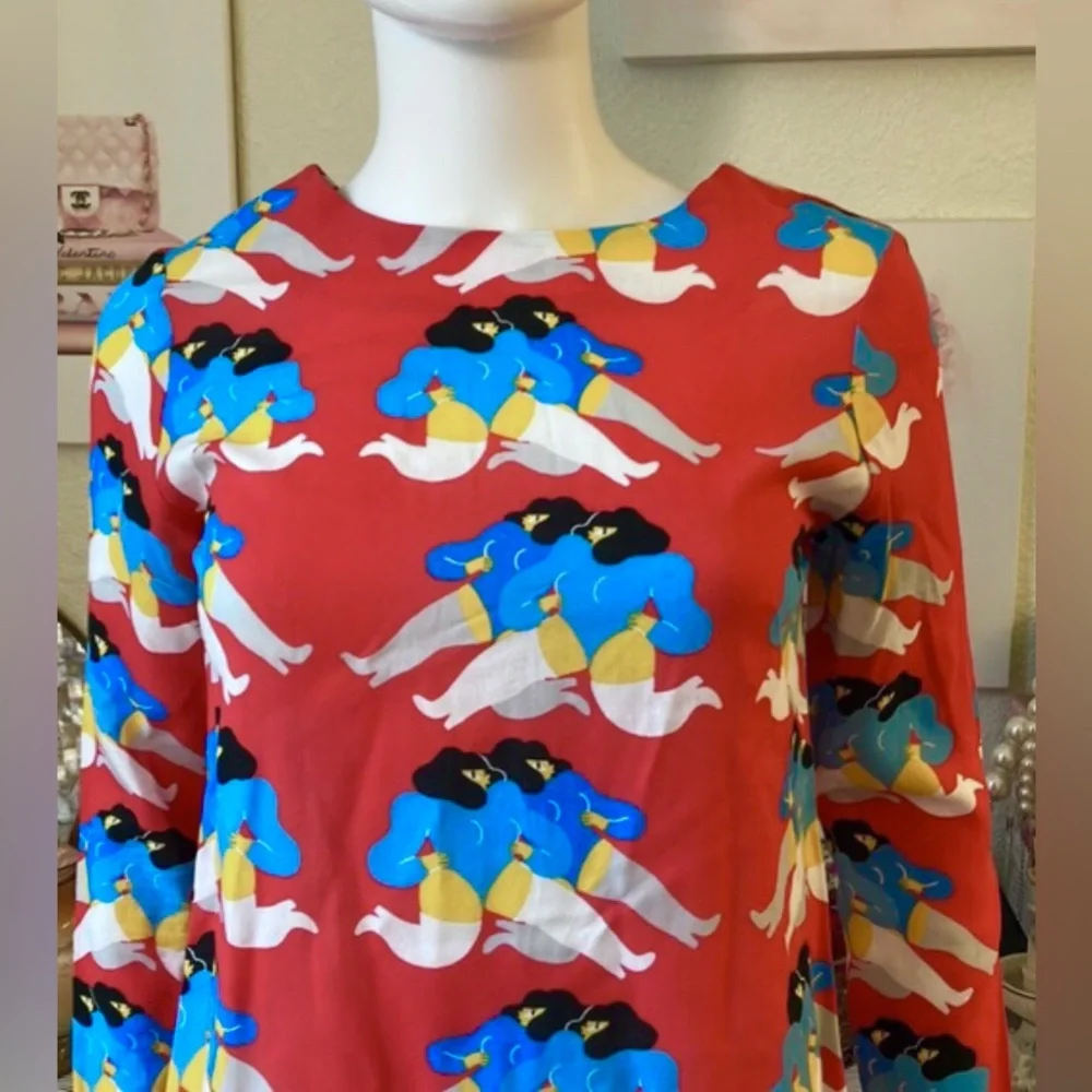 Nooworks Mini Dress Double Ladies Graphics Long Sleeves in Blue & Red size XS